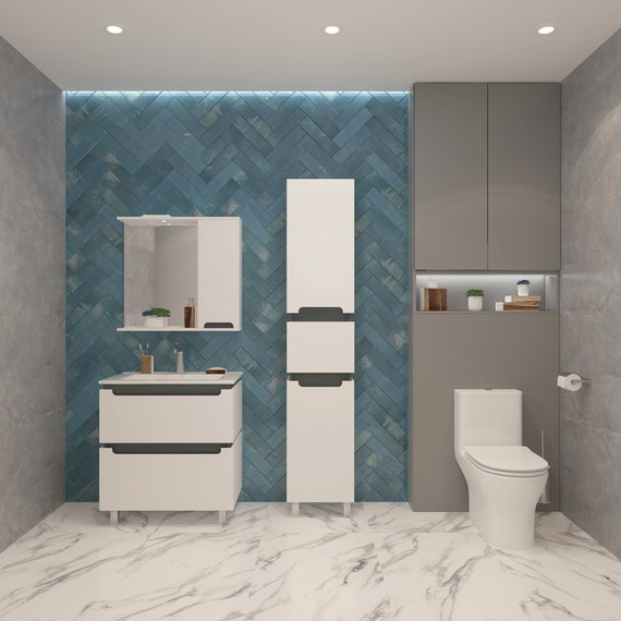 Пенал напольный EvaGold Vesta 40 см EG010420, белый/графит - фото 2