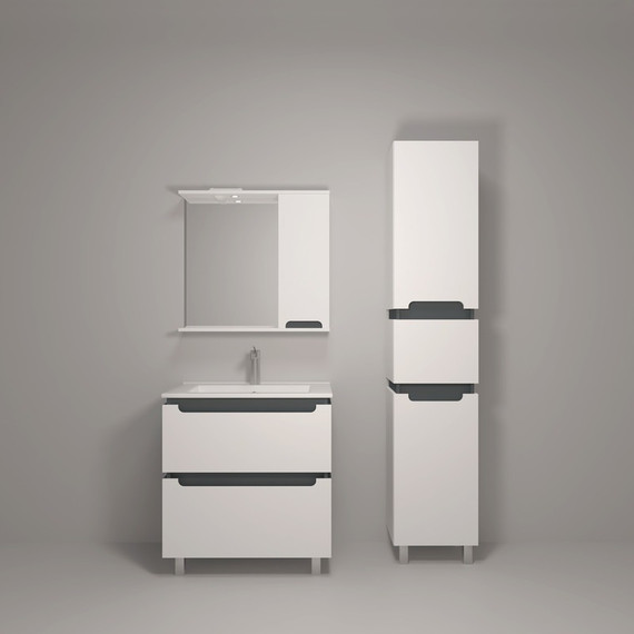 Пенал напольный EvaGold Vesta 40 см EG010420, белый/графит - фото 5