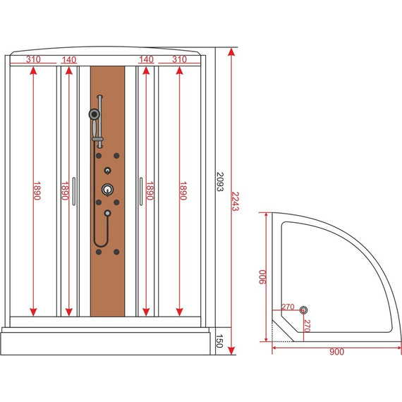 Душевая кабина EvaGold 90х90 см EG210002, белый/прозрачная - фото 2