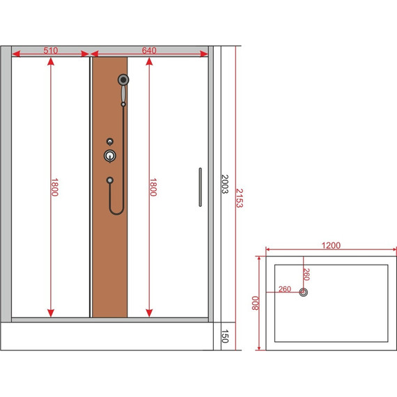Душевое кабина EvaGold 120x80 см EG210020, хром/прозрачное - фото 2