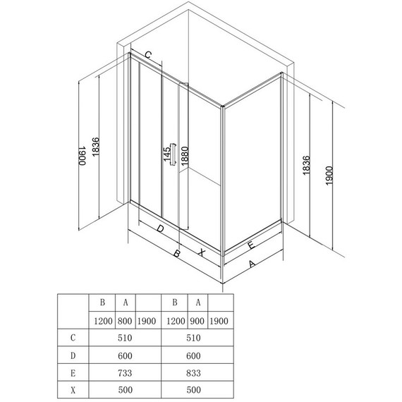 Душевое ограждение EvaGold 120х80 см EG220008, оружейная сталь/прозрачное - фото 2