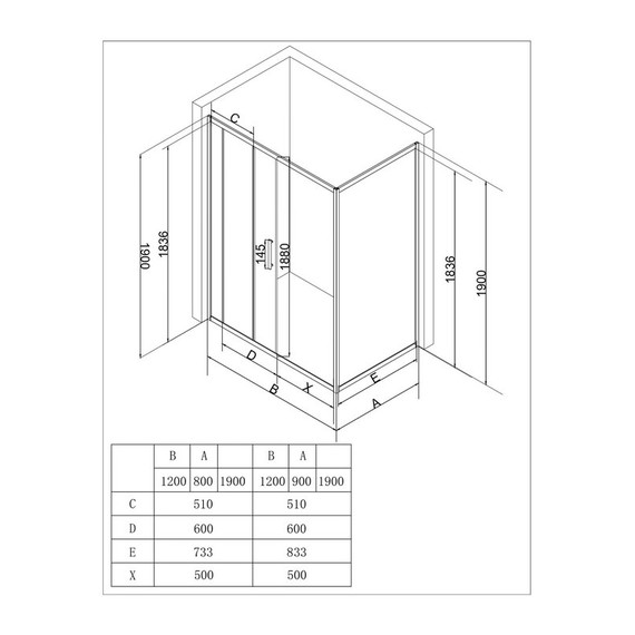 Душевое ограждение EvaGold 120х80 см EG220023, хром/прозрачное - фото 4
