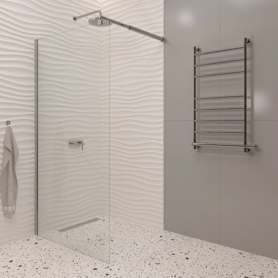 Душевая перегородка EvaGold 100 см EG220060 (стекло 8 мм) с кронштейном в комплекте, хром/прозрачное - фото 