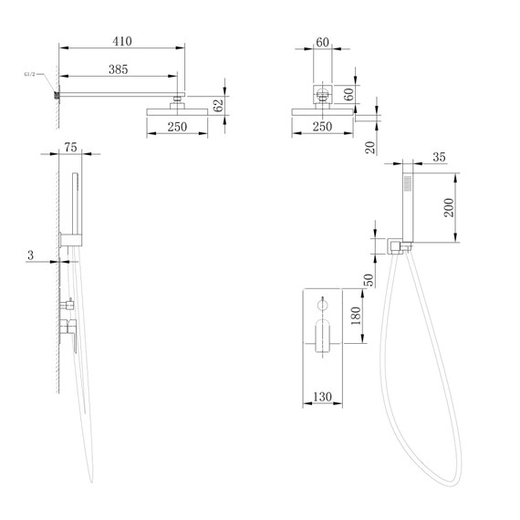 Душевая система для душа Abber Emotion AF8818B, черный матовый - фото 3