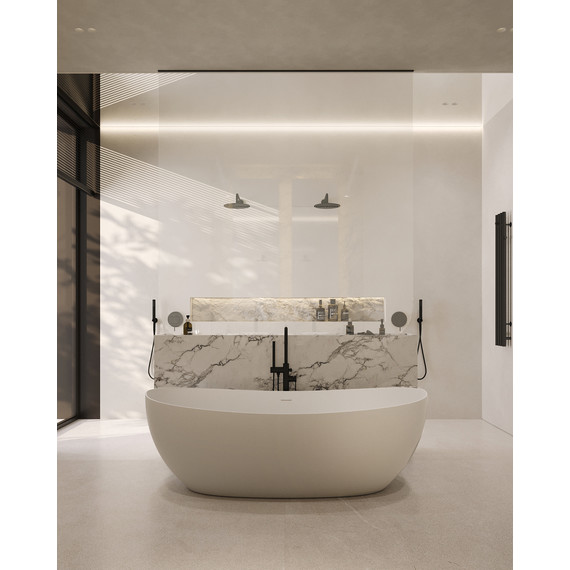 Ванна каменная Abber Stein 180x85 см AS9615-1.8, белый матовый, Размер - мм: 1800х850 - фото 8