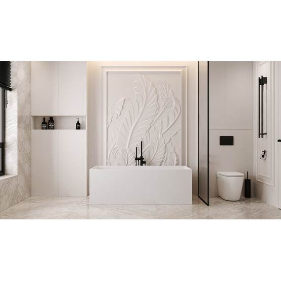 Ванна каменная Abber Stein 160x70 см AS9640-1.6, белый матовый, Размер - мм: 1600х700 - фото 8