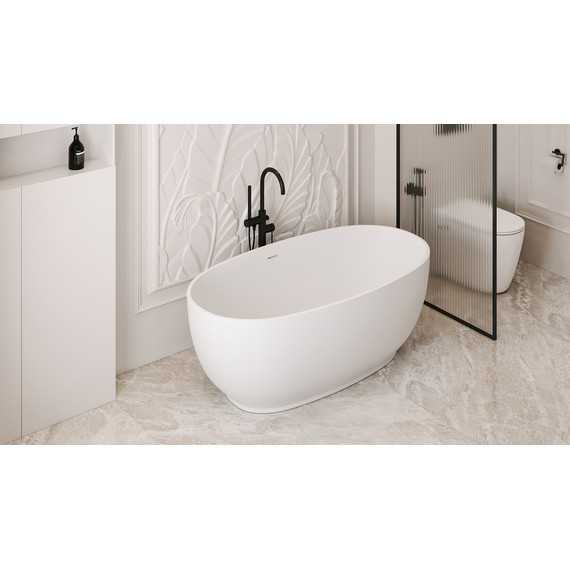 Ванна каменная Abber Stein 130x68 см AS9641-1.3, белый матовый, Размер - мм: 1300х700 - фото 9