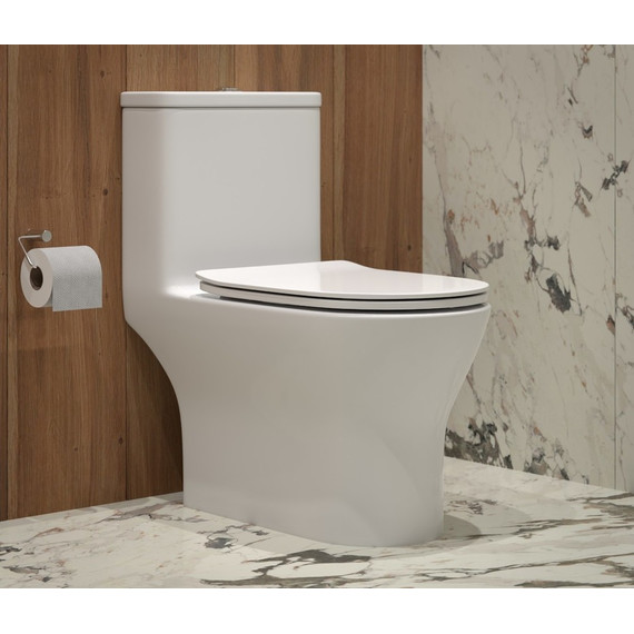 Унитаз-моноблок безободковый EvaGold EG050005 с тонкой крышкой микролифт - фото 