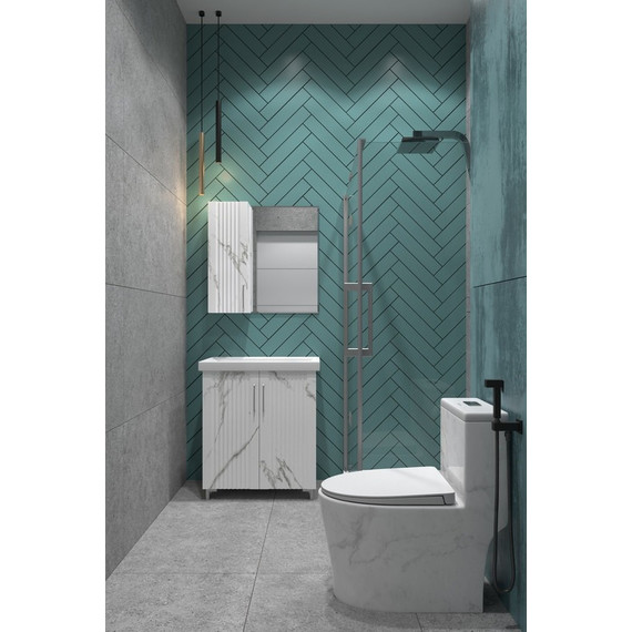 Унитаз-моноблок безободковый EvaGold EG060001 с тонкой крышкой микролифт, белый с декором - фото 2