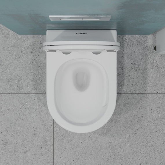 Унитаз подвесной безободковый EvaGold EG070007 с тонкой крышкой микролифт - фото 4
