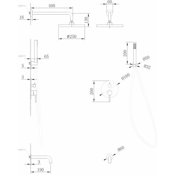 Душевая система для ванны Abber Wasser Kreis AF8117G, золото матовый - фото 3