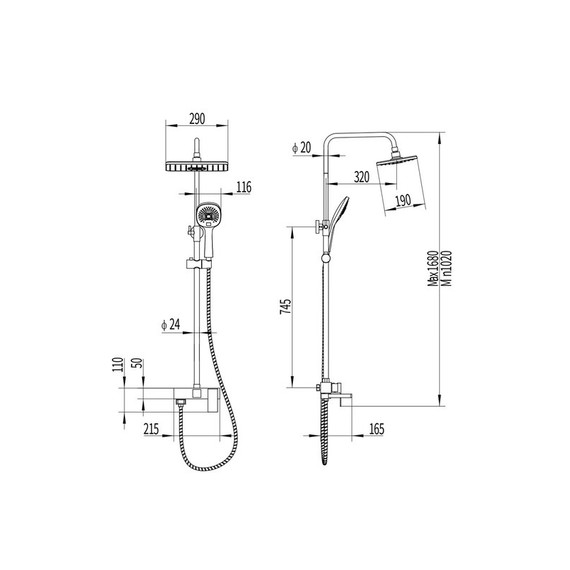 Душевая стойка EvaGold Richard EG400043, чёрный - фото 5
