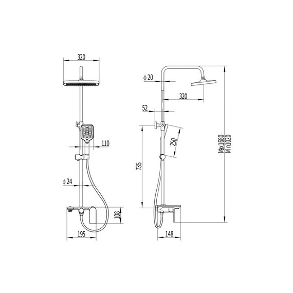 Душевая стойка EvaGold Vesta EG400058, оружейная сталь - фото 2