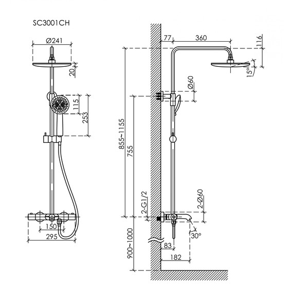 Душевая стойка c термостатом Sancos Game SC3001CH - фото 10