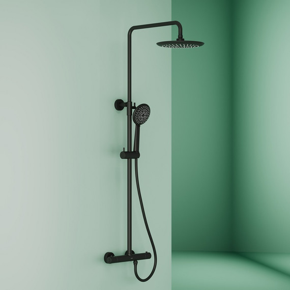 Душевая стойка с термостатом Sancos Game SC3002MB, чёрный матовый - фото 