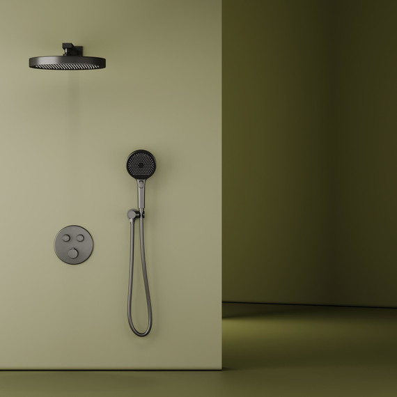 Душевая система для душа с термостатом Sancos Space SC3006GMG, вороненая сталь - фото 