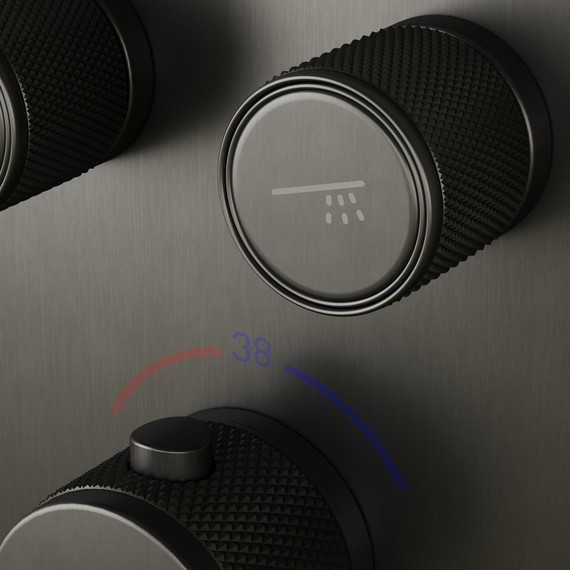 Душевая система для душа с термостатом Sancos Space SC3006GMG, вороненая сталь - фото 4