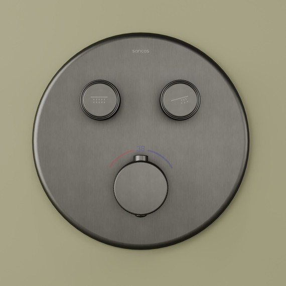 Душевая система для душа с термостатом Sancos Space SC3006GMG, вороненая сталь - фото 8