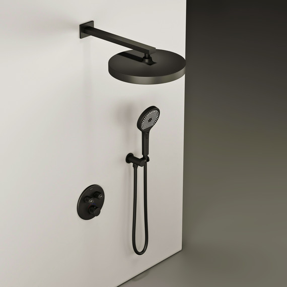 Душевая система для душа с термостатом Sancos Space SC3006MB, чёрный матовый - фото 3