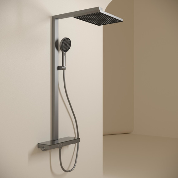 Душевая стойка с термостатом Sancos Vos SC6100GG, вороненая сталь - фото 