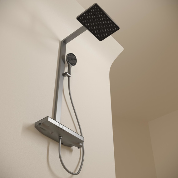 Душевая стойка с термостатом Sancos Vos SC6100GG, вороненая сталь - фото 7