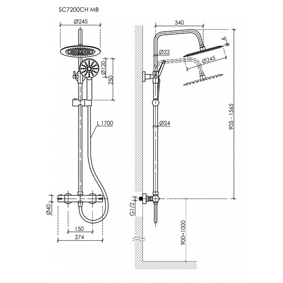 Душевая стойка с термостатом Sancos Kanedo SC7200CH - фото 10