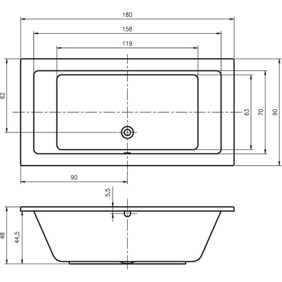 Ванна акриловая Riho LUSSO 180x90 см B026001005, Размер - мм: 1800х900 - фото 6