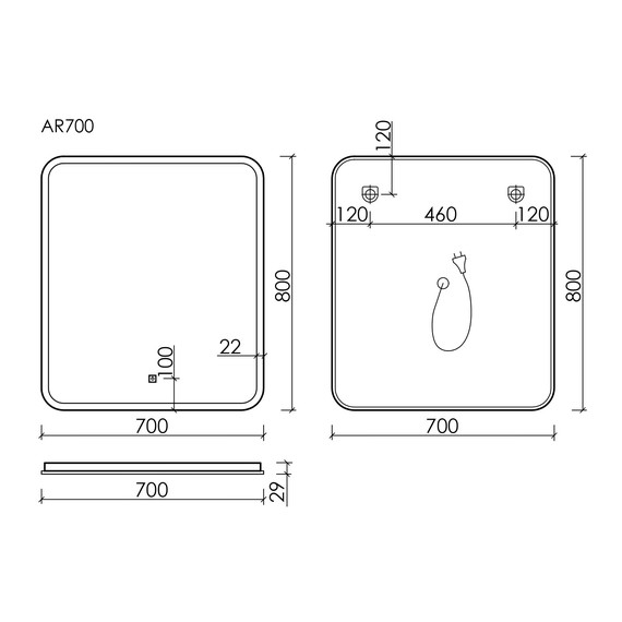 Зеркало Sancos Arcadia 70х80 см AR700 - фото 4