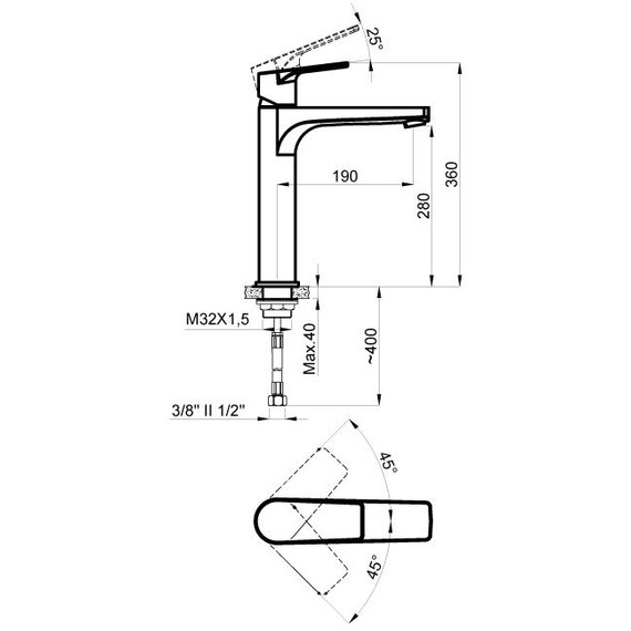 Набор смесителей 3 в 1 для ванны Azario Treya AZ-156805024+AZ-156845524+AZ-157820224, чёрный матовый - фото 8