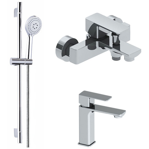 Набор смесителей 3 в 1 для ванны Azario Cadeo AZ-15940501+AZ-15944501+AZ-15782010 - фото 