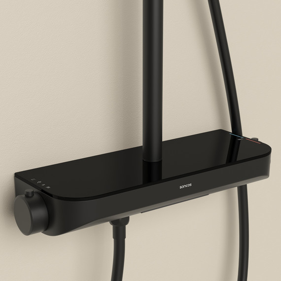 Душевая стойка с термостатом Sancos Teo SC11002MB, чёрный матовый - фото 7