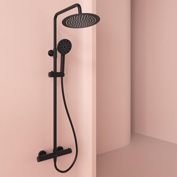 Душевая стойка с термостатом Sancos Kanedo SC7200MB, чёрный матовый - фото 