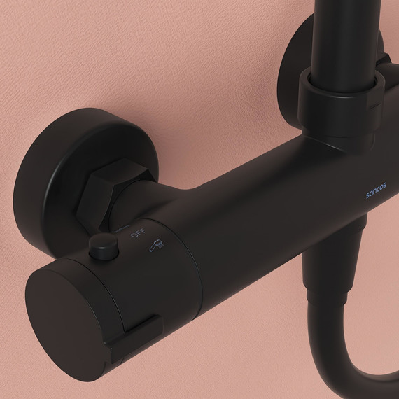 Душевая стойка с термостатом Sancos Kanedo SC7200MB, чёрный матовый - фото 6