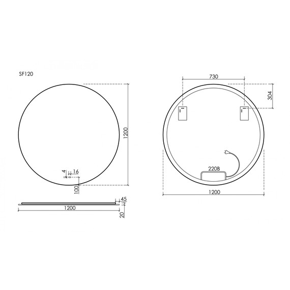 Зеркало Sancos Sfera 120 см SF1200 - фото 4