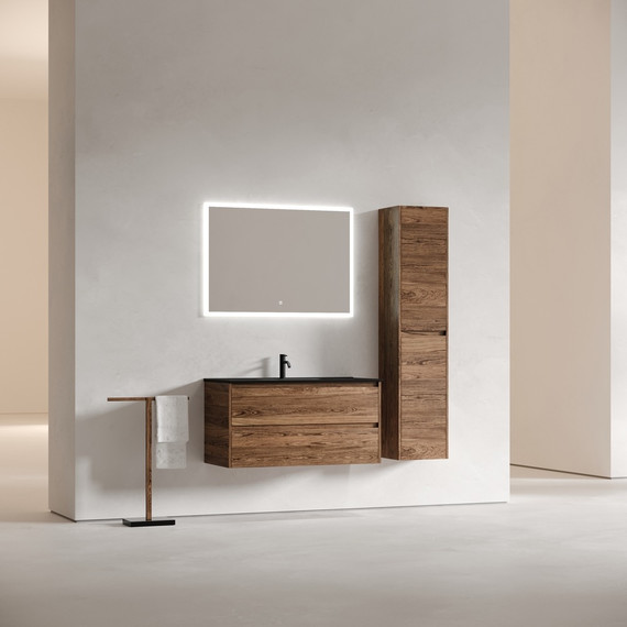 Тумба подвесная с раковиной-столешницей Sancos Libra 100 см LB100ECH, дуб чарльстон (раковина Element CN7003MB) - фото 9