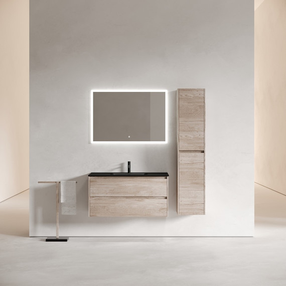 Тумба подвесная с раковиной-столешницей Sancos Libra 100 см LB100EG, дуб галифакс натуральный (раковина Element CN7003MB) - фото 8