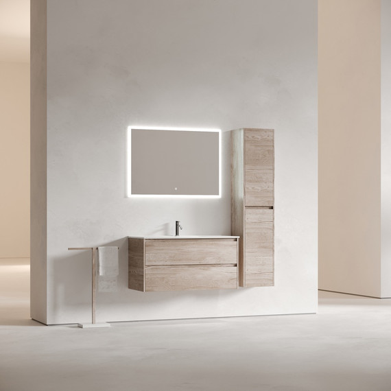 Тумба подвесная с раковиной-столешницей Sancos Libra 100 см LB100EG, дуб галифакс натуральный (раковина Element CN7003) - фото 7