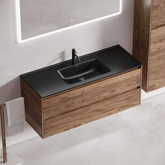 Тумба подвесная с раковиной-столешницей Sancos Libra 120 см LB120-1ECH, дуб чарльстон (раковина Element CN7006MB) - фото 4