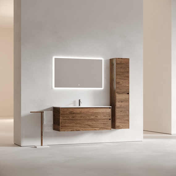 Тумба подвесная с раковиной-столешницей Sancos Libra 120 см LB120-1ECH, дуб чарльстон (раковина Element CN7006) - фото 8