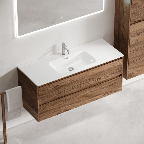 Тумба подвесная с раковиной-столешницей Sancos Libra 120 см LB120-1ECH, дуб чарльстон (раковина Element CN7006) - фото 4