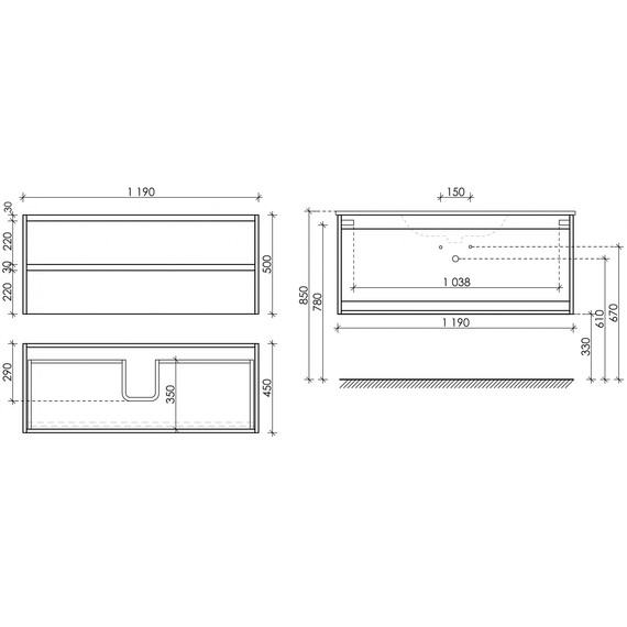 Тумба подвесная с раковиной-столешницей Sancos Libra 120 см LB120-1EG, дуб галифакс натуральный (раковина Element CN7006) - фото 10