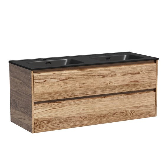 Тумба подвесная с раковиной Sancos Libra 120 см LB120-2ECH, дуб чарльстон (раковина Element CN7004MB) - фото 2