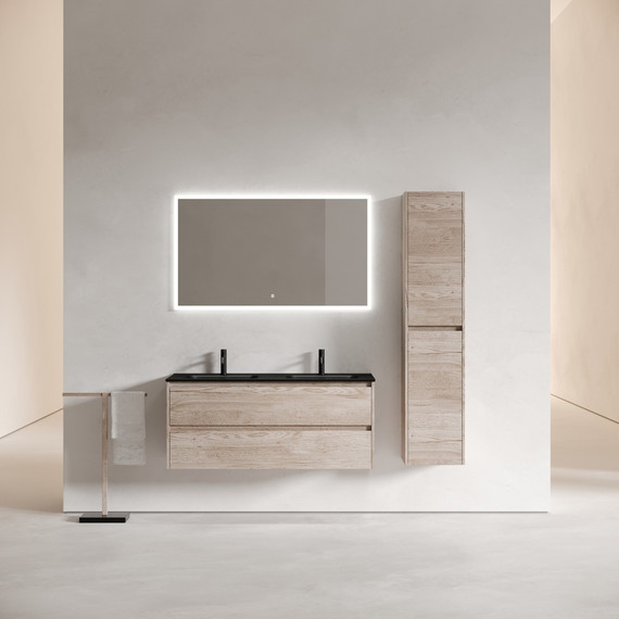 Тумба подвесная с раковиной Sancos Libra 120 см LB120-2EG, дуб галифакс натуральный (раковина Element CN7004MB) - фото 8