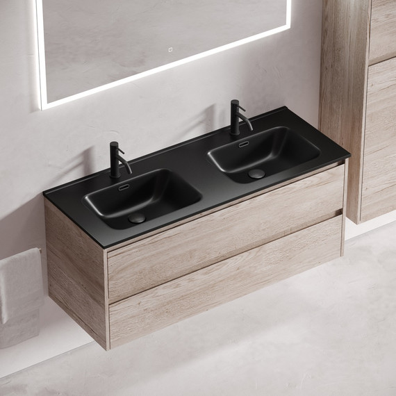 Тумба подвесная с раковиной Sancos Libra 120 см LB120-2EG, дуб галифакс натуральный (раковина Element CN7004MB) - фото 4