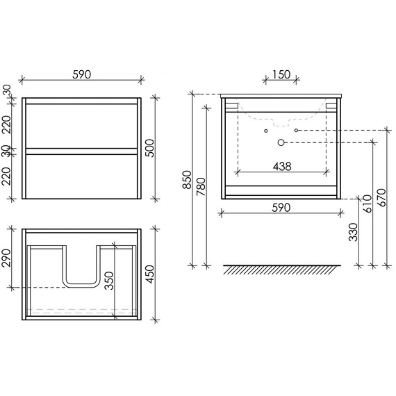 Тумба подвесная с раковиной Sancos Libra 60 см LB60ECH, дуб чарльстон (раковина Element CN7001) - фото 9