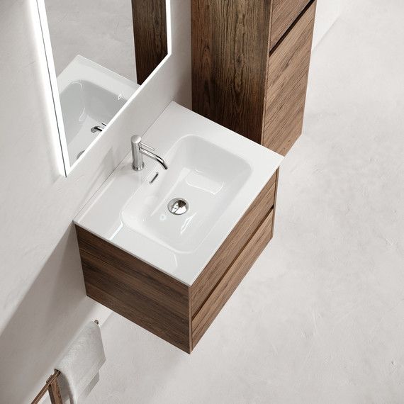 Тумба подвесная с раковиной Sancos Libra 60 см LB60ECH, дуб чарльстон (раковина Element CN7001) - фото 6