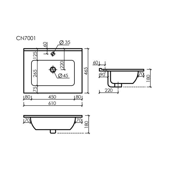 Тумба подвесная с раковиной Sancos Libra 60 см LB60ECH, дуб чарльстон (раковина Element CN7001) - фото 8