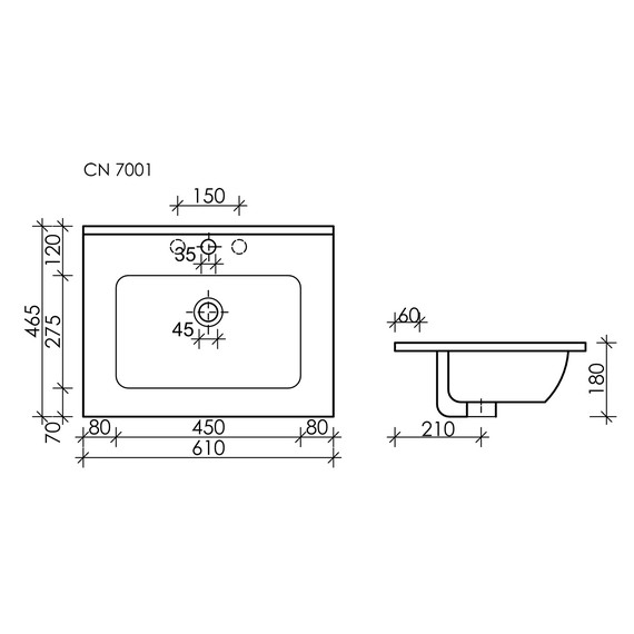 Тумба подвесная с раковиной Sancos Libra 60 см LB60W (раковина Element CN7001MB) - фото 9