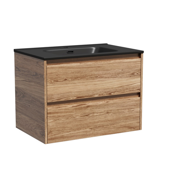 Тумба подвесная с раковиной-столешницей Sancos Libra 70 см LB70ECH, дуб чарльстон (раковина Element CN7007MB) - фото 2