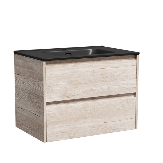 Тумба подвесная с раковиной-столешницей Sancos Libra 70 см LB70EG, дуб галифакс натуральный (раковина Element CN7007MB) - фото 2